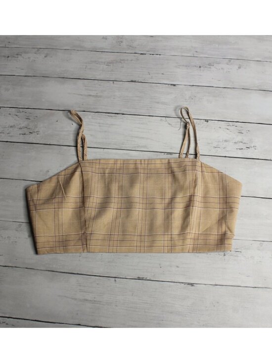 Forever 21 Women's Plaid Crop Top Size L Spaghetti Strap - Picture 2 of 4